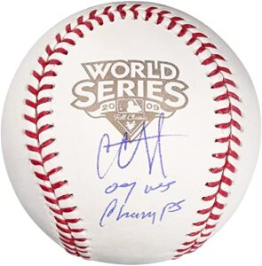 cc sabathia new york yankees autographed 2009 world series logo baseball with “09 ws champs” inscription – autographed baseballs