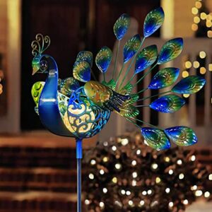 Peacock Garden Decor Outdoor Solar Lights Pathway Stake Metal Lights Garden Backyard Patio Accessories Gifts Valentine's Day Gifts Birthday Gifts Mother's Day Gifts