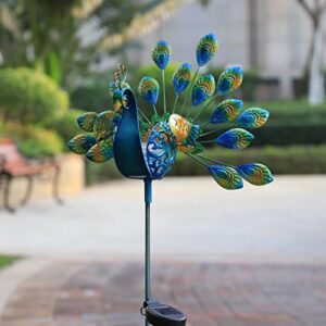 Peacock Garden Decor Outdoor Solar Lights Pathway Stake Metal Lights Garden Backyard Patio Accessories Gifts Valentine's Day Gifts Birthday Gifts Mother's Day Gifts