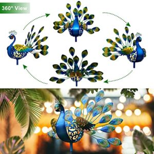 Peacock Garden Decor Outdoor Solar Lights Pathway Stake Metal Lights Garden Backyard Patio Accessories Gifts Valentine's Day Gifts Birthday Gifts Mother's Day Gifts