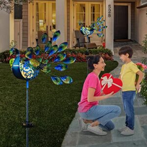 Peacock Garden Decor Outdoor Solar Lights Pathway Stake Metal Lights Garden Backyard Patio Accessories Gifts Valentine's Day Gifts Birthday Gifts Mother's Day Gifts