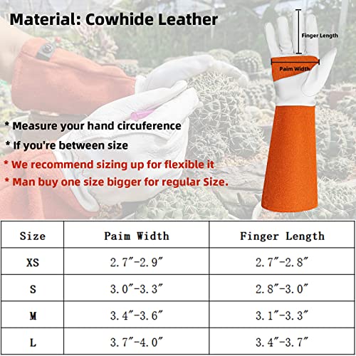 KLDOLLAR Long Gardening Gloves for Women Leather Thorn Proof Garden Gloves for Yard & Outdoor Work, Breathable Work Gloves Garden Gifts (Large)