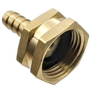 GRIDTECH Brass Garden Hose Adapter Swivel Fitting, 3/8” Barb and 3/4” GHT Female Connector, Heavy-Duty High-Pressure Support, Rust and Corrosion Resistant