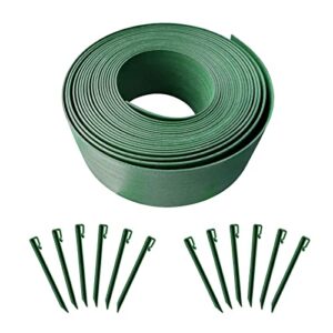 mtb landscape edging coil kit 4 inch high terrace board with 12 10-inch spikes，40 feet, green