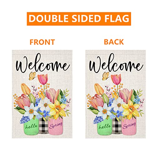 Doncida 12pcs Seasonal Garden Flags Set Double Sided Burlap 12x18 Inch Welcome Spring Summer Freedom Holidays Garden Flag, Small Yard Flag for Outdoor Decorations