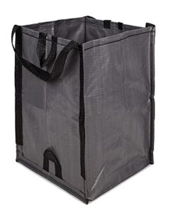 durasack heavy duty home and yard waste bag 48-gallon woven polypropylene, reusable lawn and leaf garden bag with reinforced carry handles, pop-up self-standing garbage can, gray