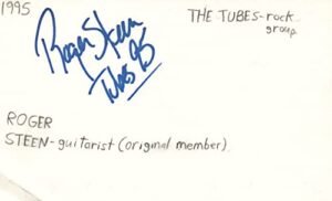 roger steen guitarist orig member the tubes rock band signed index card jsa coa
