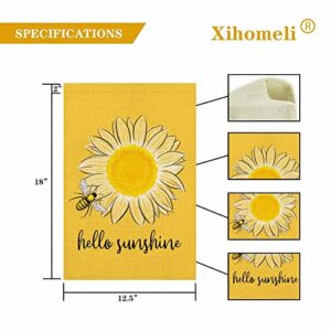 Xihomeli Vintage Sunflower Garden Flag Yellow Spring Summer Hello Sunshine Quotes Flags 12.5x18 Inch Burlap Double Sided Cute Bee Decor for Outdoor Farmhouse Decorations (Hello Sunshine 12.5x18)