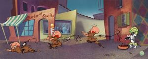 chuck jones signed rabbit of seville warner brothers limited edition, hand-painted pan cel of 500 oh