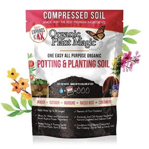 Compressed Organic Potting Soil for Garden, Plants & Vegetables - Expands 4x When Mixed with Water - Indoor or Outdoor Use - Plant Food Mix Derived from Natural Coconut Coir & Worm Castings Fertilizer