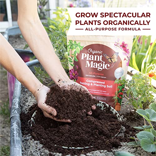 Compressed Organic Potting Soil for Garden, Plants & Vegetables - Expands 4x When Mixed with Water - Indoor or Outdoor Use - Plant Food Mix Derived from Natural Coconut Coir & Worm Castings Fertilizer