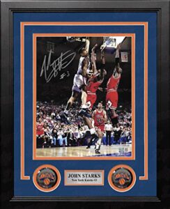 john starks dunks on jordan’s bulls new york knicks autographed 8″ x 10″ framed basketball photo – steiner sports authenticated