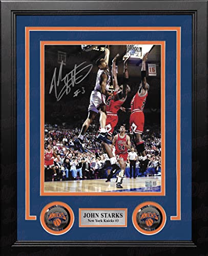 John Starks Dunks On Jordan's Bulls New York Knicks Autographed 8" x 10" Framed Basketball Photo - Steiner Sports Authenticated