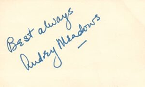 audrey meadows actress the honeymooners tv autographed signed index card jsa coa