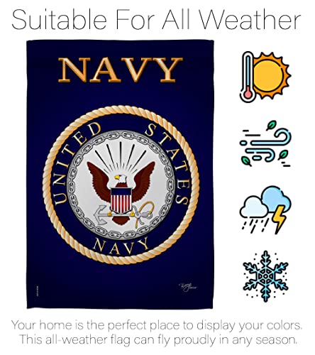 Breeze Decor US Navy Garden Flag USN Armed Forces Seabee Official Licensed United State American Military Veteran Retire Decorative, 13"x 18.5", Memorial Day Gifts Made in USA