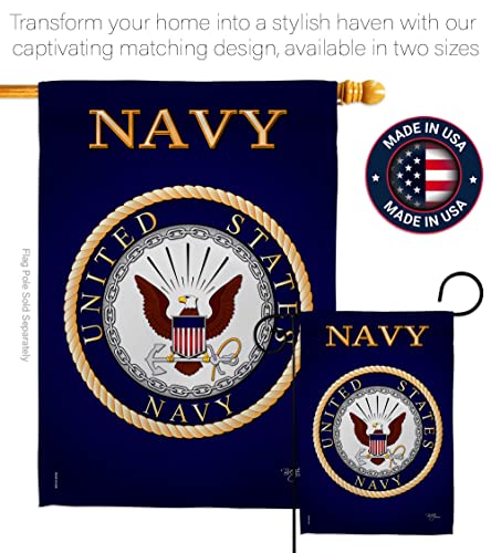 Breeze Decor US Navy Garden Flag USN Armed Forces Seabee Official Licensed United State American Military Veteran Retire Decorative, 13"x 18.5", Memorial Day Gifts Made in USA