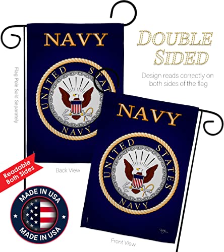 Breeze Decor US Navy Garden Flag USN Armed Forces Seabee Official Licensed United State American Military Veteran Retire Decorative, 13"x 18.5", Memorial Day Gifts Made in USA