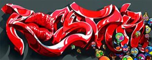 rocstar by graffiti and super pop artist erni vales of evlworld limited edition museum grade art print on aluminum metal approx 18in x 24in