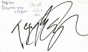 taylor dayne singer pop music signed index card jsa coa