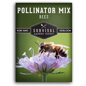 survival garden seeds – bee pollinator mix seed for planting – packet with instructions to plant and grow annual & perennial flowers to feed bees in your home garden – non-gmo heirloom varieties