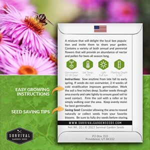 Survival Garden Seeds - Bee Pollinator Mix Seed for Planting - Packet with Instructions to Plant and Grow Annual & Perennial Flowers to Feed Bees in Your Home Garden - Non-GMO Heirloom Varieties