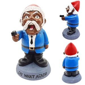 spolis say what again angry garden gnome statues resin ornaments, 9 inch war gnome outdoor garden statues sculpture for indoor outdoor lawn yard decorations-1pcs