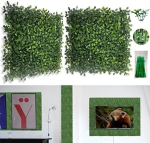 bybeton artificial green wall panel,10″x 10″(12pcs) boxwood faux grass wall panels for interior wall, backdrop wall,garden wall and indoor outdoor plant wall decor