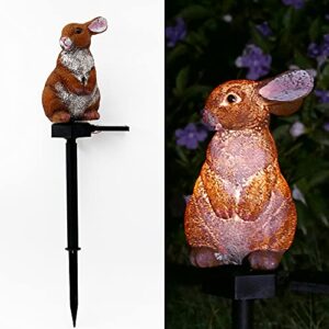 Juliahestia Rabbit Garden Decor Solar Lights Outdoor Stakes Decorative Waterproof LED Decorations for Patio Yard Lawn Porch Pathway Housewarming Cute Bunny Figurines Animal Ornaments