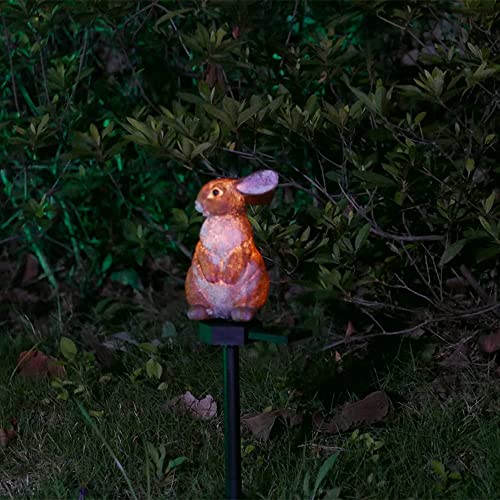 Juliahestia Rabbit Garden Decor Solar Lights Outdoor Stakes Decorative Waterproof LED Decorations for Patio Yard Lawn Porch Pathway Housewarming Cute Bunny Figurines Animal Ornaments