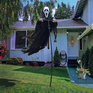 larpgears scarecrow screaming ghost halloween scary ghost of death ghost flying scarecrow home decoration for outdoor garden, porch,yard (black)