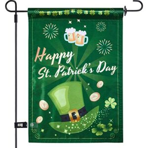 chuangdi happy st patricks day garden flag spring double sided saint patty’s day flag house yard shamrocks flag for terraces porches yards holiday decor gifts (12 x 18 inch)