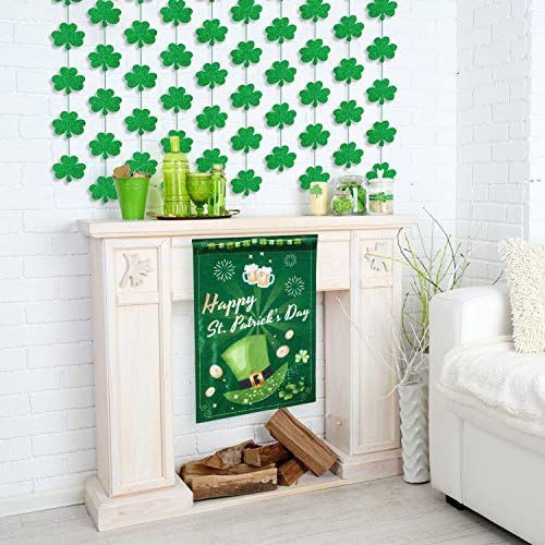 Chuangdi Happy St Patricks Day Garden Flag Spring Double Sided Saint Patty's Day Flag House Yard Shamrocks Flag for Terraces Porches Yards Holiday Decor Gifts (12 x 18 Inch)