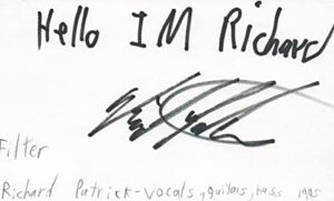 richard patrick vocals bassist filter rock band music signed index card jsa coa