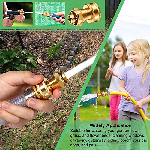 3 Pack Brass Nozzle Power Brass Nozzle Hose Nozzle, Adjustable Twist Sprayer for Garden