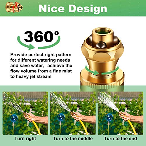 3 Pack Brass Nozzle Power Brass Nozzle Hose Nozzle, Adjustable Twist Sprayer for Garden