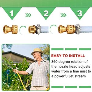 3 Pack Brass Nozzle Power Brass Nozzle Hose Nozzle, Adjustable Twist Sprayer for Garden