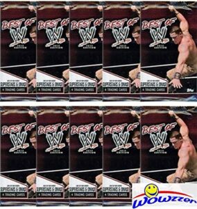 (10) 2013 topps best of wwe wrestling factory sealed foil packs with 40 cards! look for jon cena, roman reigns, mick foley & many more! wowzzer!