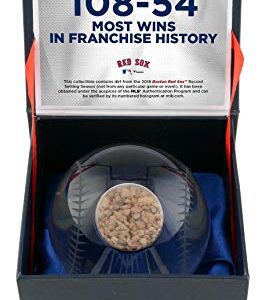 Boston Red Sox Most Wins in Franchise History Crystal Baseball with Game-Used Dirt from the 2018 Season - Other Game Used MLB Items