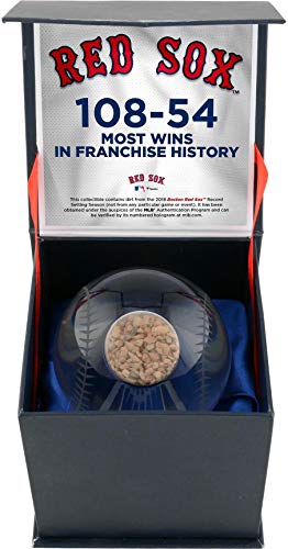 Boston Red Sox Most Wins in Franchise History Crystal Baseball with Game-Used Dirt from the 2018 Season - Other Game Used MLB Items