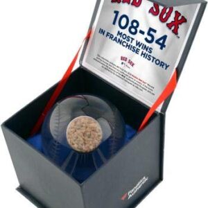 Boston Red Sox Most Wins in Franchise History Crystal Baseball with Game-Used Dirt from the 2018 Season - Other Game Used MLB Items