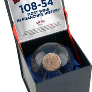 Boston Red Sox Most Wins in Franchise History Crystal Baseball with Game-Used Dirt from the 2018 Season - Other Game Used MLB Items