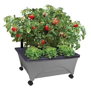 emsco group city picker raised bed grow box – self watering and improved aeration – mobile unit with casters – slate