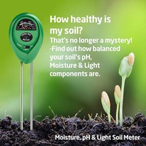 Soil pH Meter, 3-in-1 Soil Test Kit For Moisture, Light & pH, A Must Have For Home And Garden, Lawn, Farm, Plants, Herbs & Gardening Tools, Indoor/Outdoors Plant Care Soil Tester (No Battery Needed)