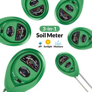 Soil pH Meter, 3-in-1 Soil Test Kit For Moisture, Light & pH, A Must Have For Home And Garden, Lawn, Farm, Plants, Herbs & Gardening Tools, Indoor/Outdoors Plant Care Soil Tester (No Battery Needed)