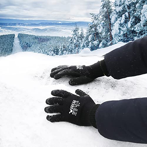 2 Pairs Garden Gloves Winter Work Gloves Rubber Coated Fingers Acrylic Terry Inner Keep Hands Warm for Cold Weather