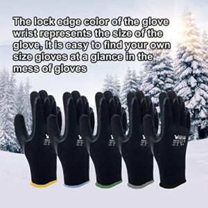 2 Pairs Garden Gloves Winter Work Gloves Rubber Coated Fingers Acrylic Terry Inner Keep Hands Warm for Cold Weather