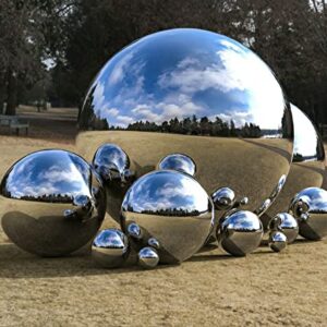 Nerien Gazing Ball, Stainless Steel Garden Mirror Globe, Polished Ornament Sphere, Hollow Floating Reflective Hemisphere, for Home Pond Outdoor Swimming Pool Decoration, Silver, 5Pcs