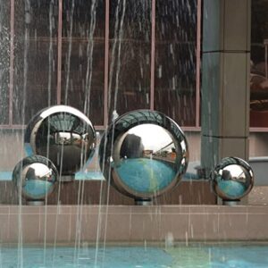 Nerien Gazing Ball, Stainless Steel Garden Mirror Globe, Polished Ornament Sphere, Hollow Floating Reflective Hemisphere, for Home Pond Outdoor Swimming Pool Decoration, Silver, 5Pcs