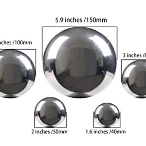 Nerien Gazing Ball, Stainless Steel Garden Mirror Globe, Polished Ornament Sphere, Hollow Floating Reflective Hemisphere, for Home Pond Outdoor Swimming Pool Decoration, Silver, 5Pcs