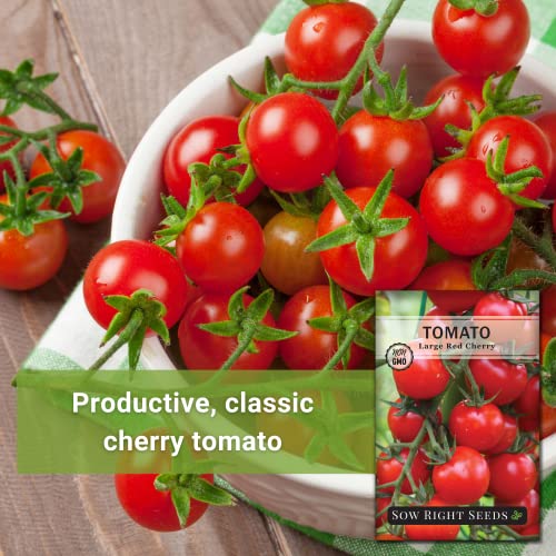 Sow Right Seeds - Large Red Cherry Tomato Seed for Planting - Non-GMO Heirloom Packet with Instructions to Plant a Home Vegetable Garden - Great Gardening Gift (1)